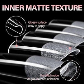 AILLSA Puntas de uñas cuadradas medianas - Puntas de uñas semimate de cobertura completa, 120 piezas pre-limadas, uñas acrílicas a presión para manicu