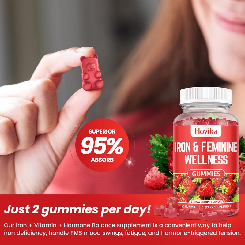 Iron for Women Gummies, 40mg Iron Supplement Anemia with multivitamin