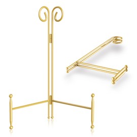 HOPEME Plate Stand for Display, Gold Metal Easel Stand for Table, Sturdy Holder Stand for Dish, Decorative Plate, Photo, Picture, Artwork, Card and Wedding Easel, 10-Inch 1Pack