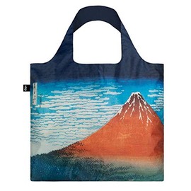 LOQI HO.RF Museum Hokusai's Reusable Shopping Bag, Polyester, Red Fuji, Mountains in Clear Weather