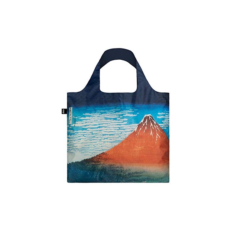 LOQI HO.RF Museum Hokusai's Reusable Shopping Bag, Polyester, Red Fuji,