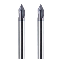 SpeTool Set of 2 Chamfer Cutter Engraving Cutter 3 Flutes V Groove Cutter 6 mm Shank 60 Degree Solid Carbide Engraving Cutter End Mill Wood Cutter with TiAlN Coating CNC Milling Cutter for Router