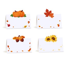40PCS Thanksgiving Place Card Table Name Greeting Cards Fall Wedding Favors Harvest Guest Seating Name Tent Cards
