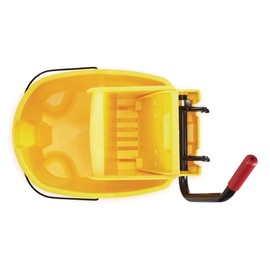 Rubbermaid Commercial Products WaveBrake 35 Qt. Side-Press Mop Bucket and Wringer Combo on Wheels Yellow for Professional/Industrial/Business Heavy-Duty Floor Cleaning/Mopping