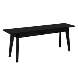 DELAVIN 47 Inch Oak Wood Dining Bench, Modern Black Multi-Purpose Bench for Kitchen, Bedroom, or Living Room