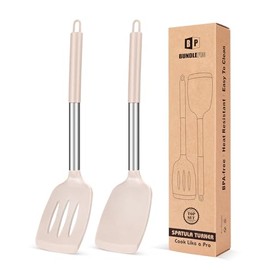 Paquete de 2 espátulas de cocina sólidas de silicona, antiadherentes, utensilios de cocina sin BPA, resistentes al calor, utensilios de cocina ideales