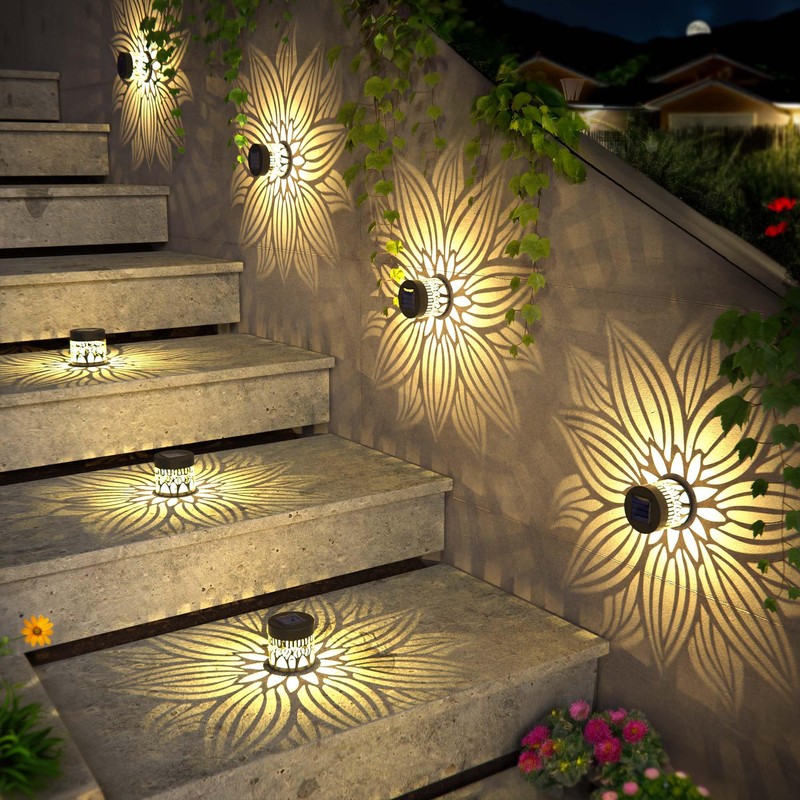 Hapjoy Solar Fence Lights 2 Pack Outdoor Deck Step Wall