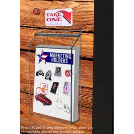 Marketing Holders Outdoor Brochure Holder Holds 6" x 9" Advertising Bifolds Clear Acrylic Wall Mount Box with Lid Includes Adhesive Strips and Take One Sticker