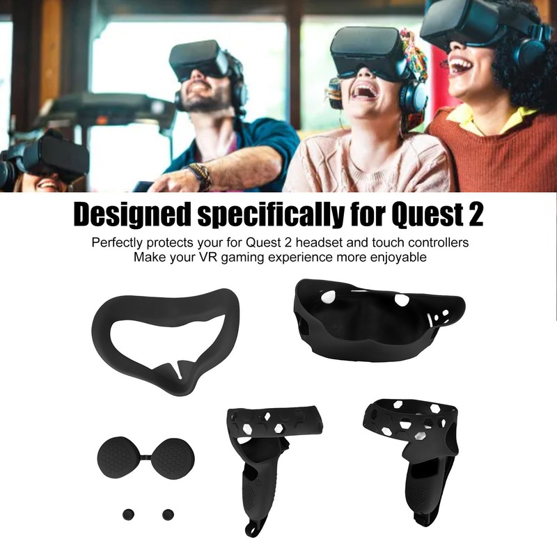 5 in 1 Silicone Cover Set for Quest 2 Includes