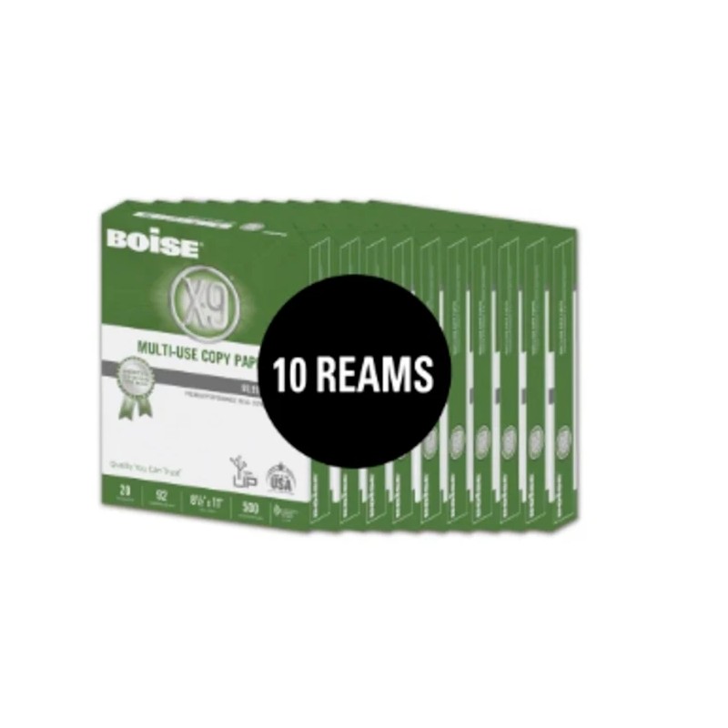 Boise X-9 MultiUse Copy Paper Case Letter Size, 5000 Sheets,