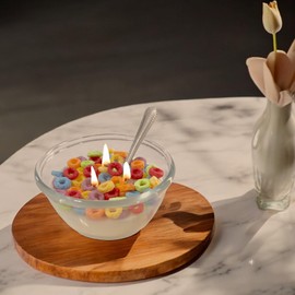Moose Goods Cereal Candle Bowl w/Metal Spoon - Soy Wax Unique Vanilla Candle, Long-Lasting Scent - Longer Burn Time, Cool Candles for Living Room, Bedroom - Clean Burning Home Decor - Multicolored