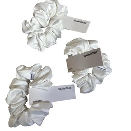 3 Pack Spoiled Child White Satin Hair Scrunchies
