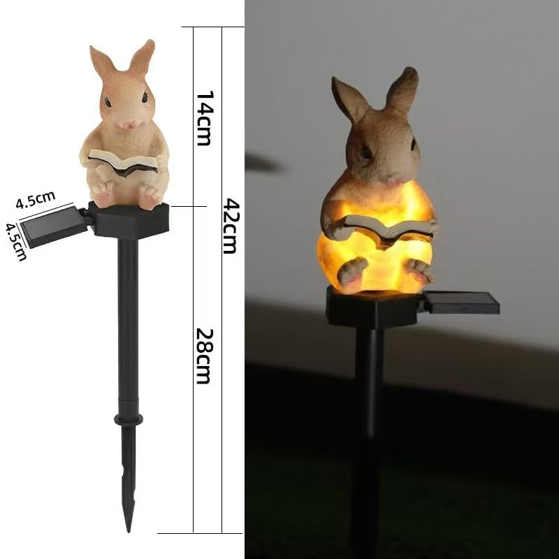 YZYOE Solar Powered Rabbit Reading Lights, Garden Decorative Resin Cute