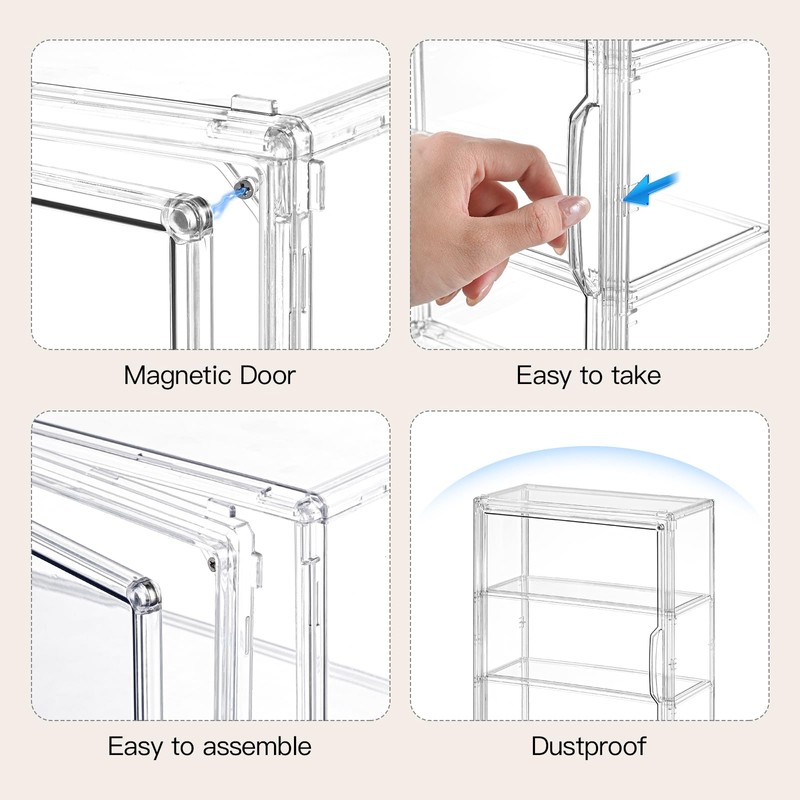 VGLXTRNT 3 Tier Clear Display Case for Figures, Wall-Mounted Acrylic