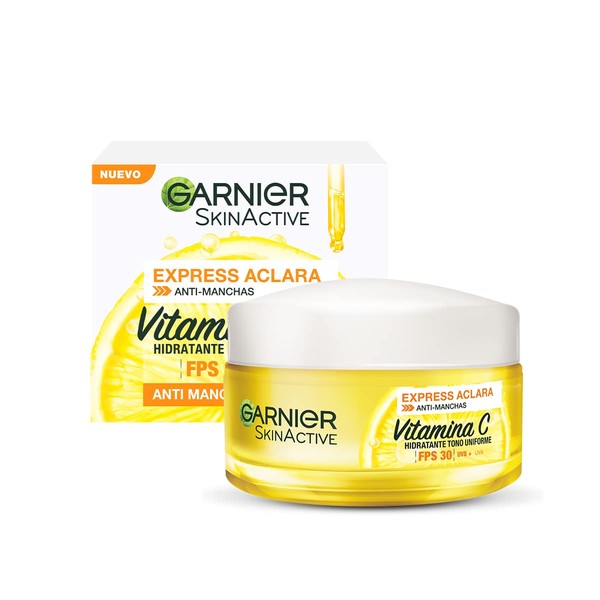 Garnier Skin Active Face Express Aclara Crema hidratante, tono uniforme con FPS30, 50 mililitro