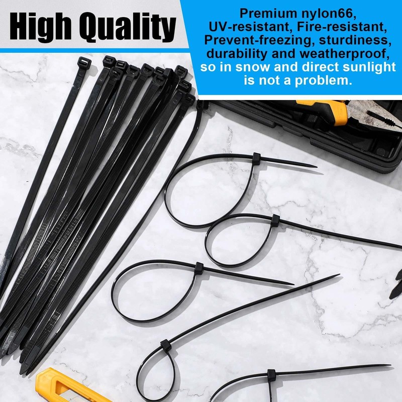 Reallnaive 500 Pcs 4 Inch Zip Ties Heavy Duty 120