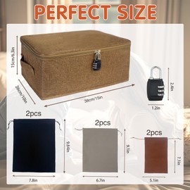 Lockable Adult Toy Storage Organizer Lock Box Toy bags container case with 6 Drawstring Bags 3 Sizes, Large capacity 15 x 10 x 6.3 Inches (Dark Brown)