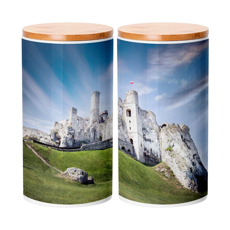 Fabulous Ceramic Pot with Lid Bamboo - Medieval Castle in