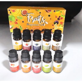 Fruity Fragrance Oil for Candle & Soap Making, Holamay Premium Essential Oils 10ml x 10 - Coconut, Strawberry, Mango, Pineapple, Summer Aromatherapy Diffuser Oils Set