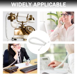 2 PCS Telephone Handset Cable Cord 3 Meters, Landline Phone Cable Coiled RJ9 RJ10 RJ22 4P4C, High Elasticity Phone Handset Cord Coiled Length 3-10 Feet, White