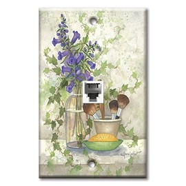 Art Plates - One Port RJ11 - Telephone decorative printed keystone style wall plate. CAT3 - RJ12 Female to Female phone jack. Works for phones, fax, ect. - Bath Brushes