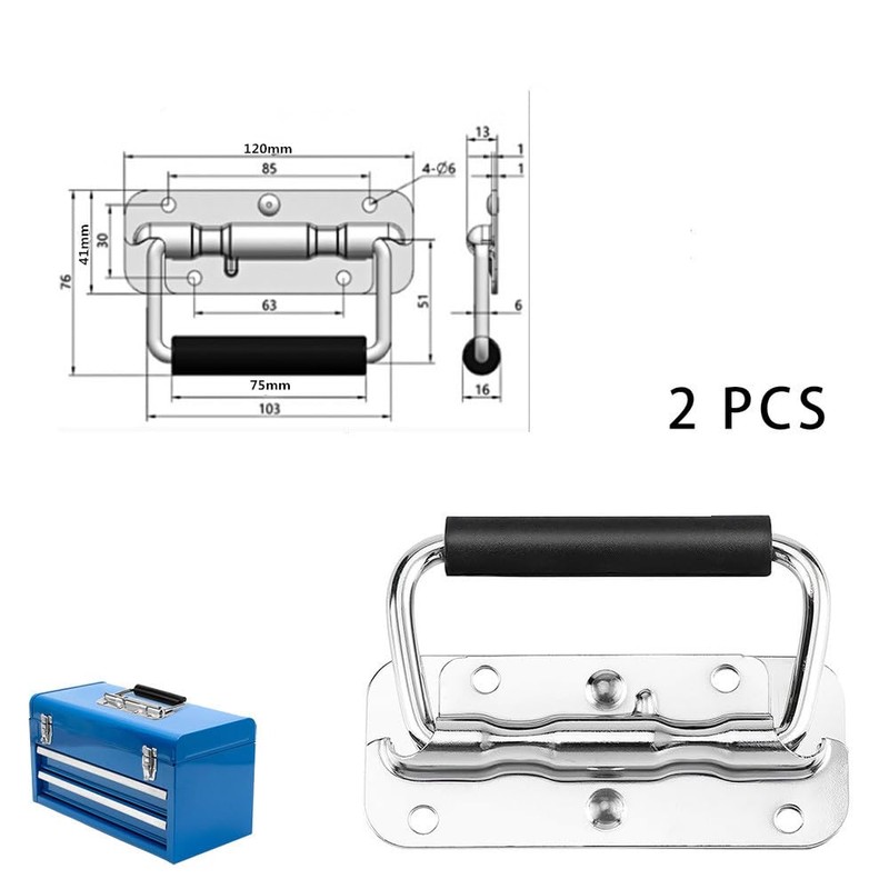 YOUDALIS Pack of 2 Folding Handles, Stainless Steel, Hardware Boxes