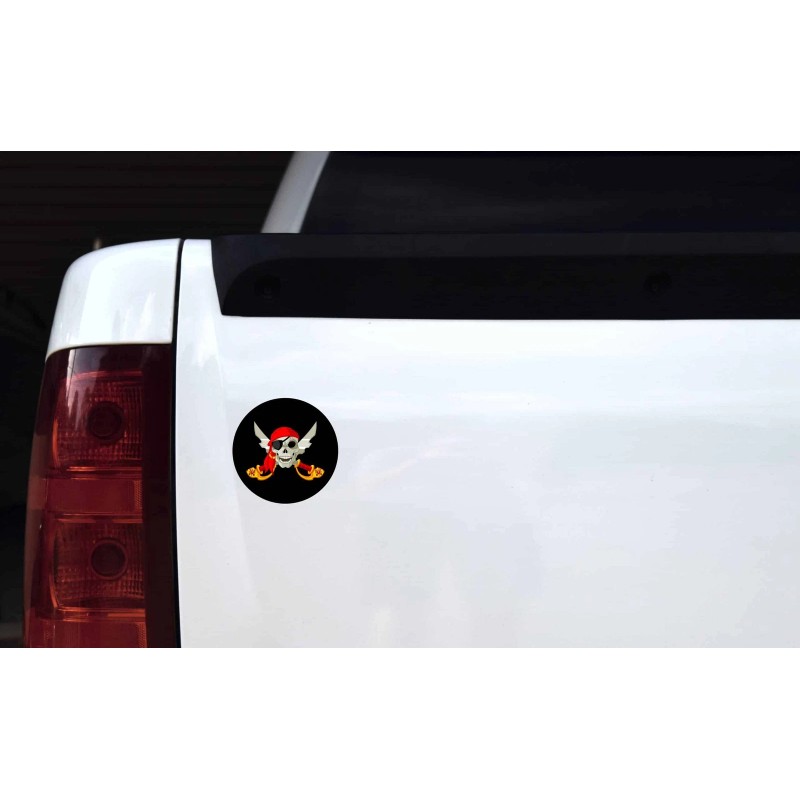 StickerTalk Colorful Jolly Roger Flag Circle Vinyl Sticker, 4 inches