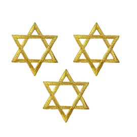 (2 Inch) Star of David, Hanukkah, Jewish, Embroidered, Iron on Patch (Gold - 3 Pieces)