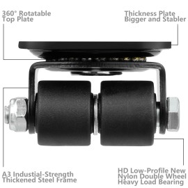Finnhomy 1 Inch Caster Wheels Set of 4 Heavy Duty Low Profile Plate Swivel Casters Pre