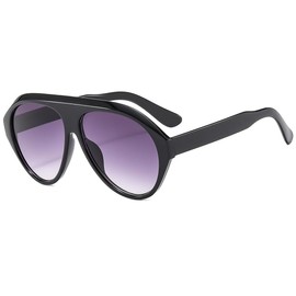 Long Keeper Trendy Oversized Sunglasses for Men and Women Oval Pilot Glasses Retro Oval Sunglasses UV400, Light black grey