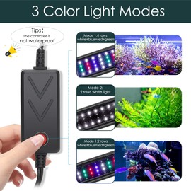 AQQA Aquarium Light,Full Spectrum LED Fish Tank Lights,12"-54" Adjustable Multi-Color White Blue Red Green LEDs with Extendable Brackets,14W-31W for Freshwater Plants 25W(32"-36")