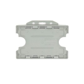 ALG ID Cards® Grey Double Sided/Dual Sided Rigid Grey ID Identity Card Pass Badge Holder for Neck Lanyard (Landscape/Horizontal) - Made in Britain from Recycled Plastic