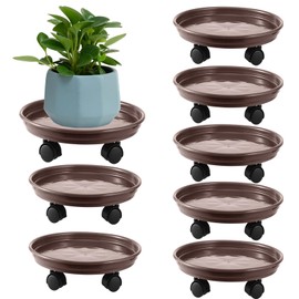 7 Packs Plant Caddy with Wheels 11.8" Plastic Rolling Plant Stands Heavy-duty Plant Dolly with Casters Indoor Outdoor Wheeled Plant Roller Base Large Planter Saucers Plant Mover