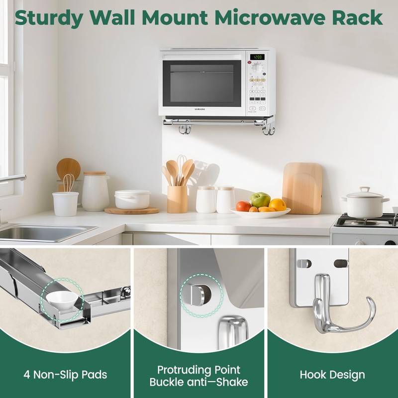 EsLuker.ly Universal Stainless Steel Microwave Oven Wall Mount Bracket with
