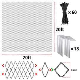 Warmfarm Pond Netting Kit 10 x 10 ft & 10 x 20 ft - Heavy Duty HDPE Fine Mesh Net for Koi Ponds - Protects Fish from Raccoons and Herons - Includes Stakes & Zip Ties (20 * 20FT)