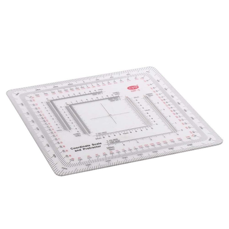 Vctitil Coordinate Scale Map Reading and Protractor,Acrylic Square Measuring Ruler