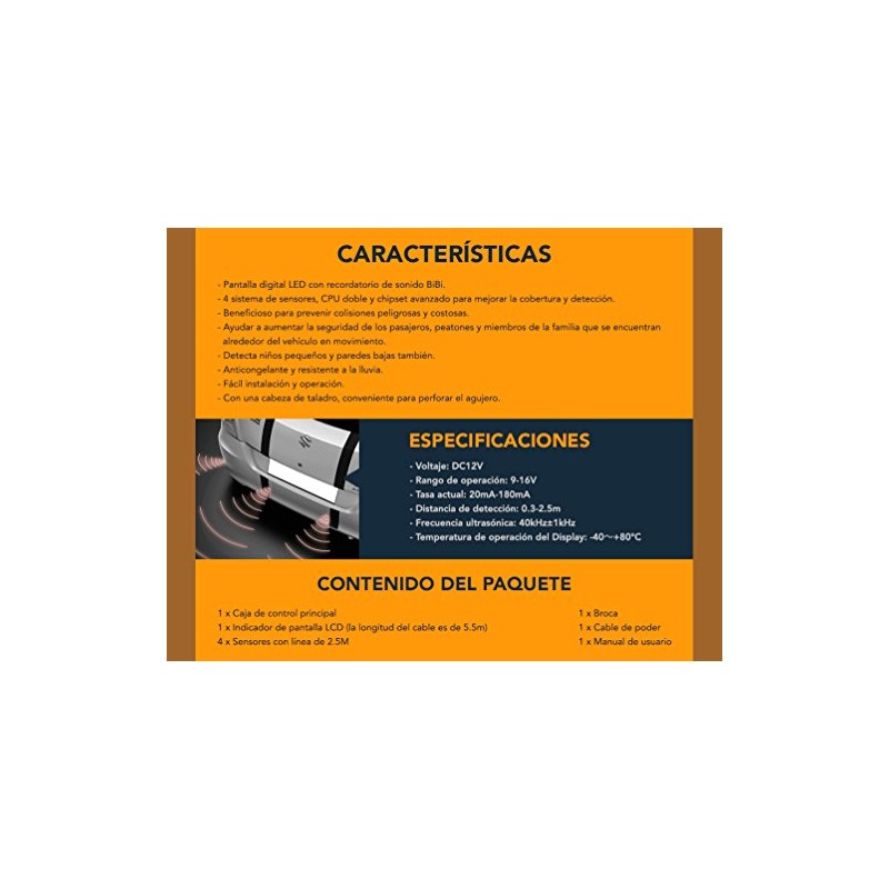Sensores De Reversa 4 Puntos Display Universal Para Auto MID
