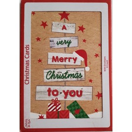 Christmas Boxed Cards Wooden Tree with Presents 8 Count