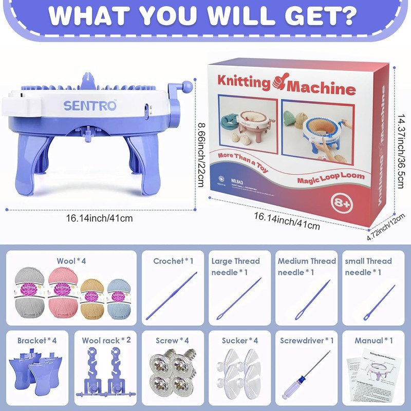 BZVV Knitting Machine for SENTRO 48 Needles Smart Knitting Crochet