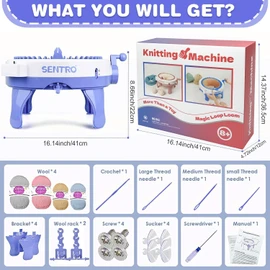 BZVV Knitting Machine for SENTRO 48 Needles Smart Knitting Crochet Machine with Row Counter for Adults and Beginners, Knitting Board Rotating Double Loom