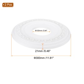 PATIKIL Ceiling Medallion, 2 Pcs 12" OD x 4" ID PU Decorative Ceiling Light Medallion Chandelier Medallion Petal Ceiling Light Cover Plate for Ceiling Light Fixtures Fans, White