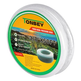 TONBEY 3/8" ID x 19/32" OD - 50 Feet Heavy Duty Clear Braided Clear Plastic Vinyl Tubing，High Pressure Reinforced Clear Flexible PVC Hose, Non-toxic, BPA Free