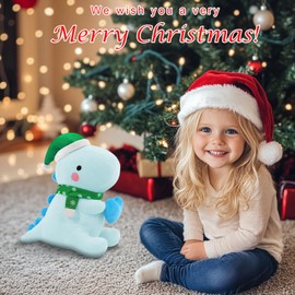 SQEQE Dinosaur Plush Pillow, Cute Loving Stuffed Dinosaur with Heart, Christmas Stuffed Animal Plush Toys Gift for Her Girls Kids (Blue, 20 Inch)