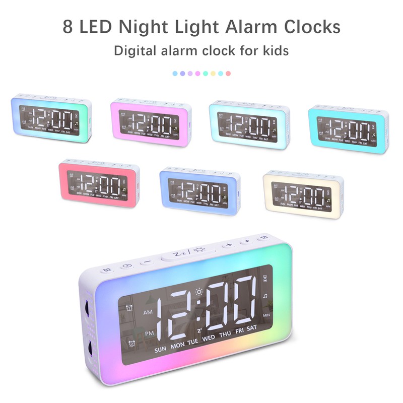 LED Digital Clock Luminous Electronic Alarm Clock Mirror Surface Night