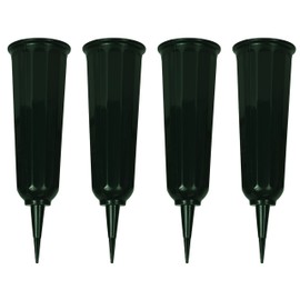 Black Duck Brand Set of 4 Green Cemetery Vases - 9.75"x3" Including Stake - Green to Blend with Turf