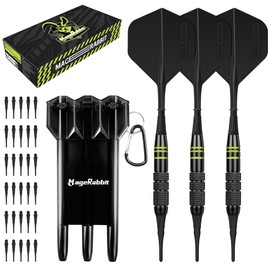 MageRabbit Soft Darts with Plastic Tip,18g, Set of 3 Copper material Plastic darts and 30 Pcs Soft Tips, Black Box, Durable Moulded Flights Electronic Darts, Soft Tip Darts