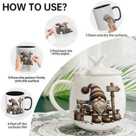 XRTHGS 24PCS UV DTF Cup Wrap for Mugs UV DTF transfer paper DIY crafts can be used for mugs, glasses, laptops, thermos cups, etc (Coffee gnome)