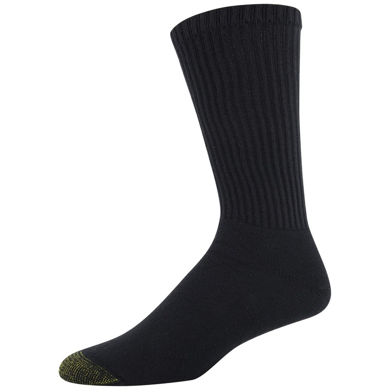 GOLDTOE Men's 656S Cotton Crew Athletic Socks, Multipairs, Black (12-Pairs),