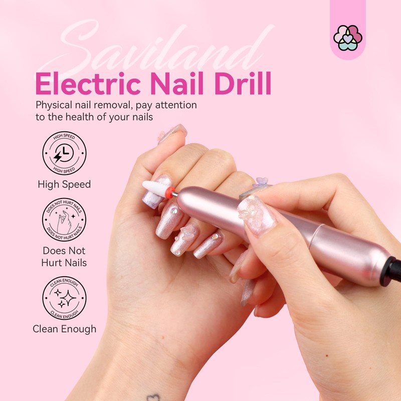 SAVILAND Electric Nail Drill: Rose Electric Nail File 20000RPM Efile
