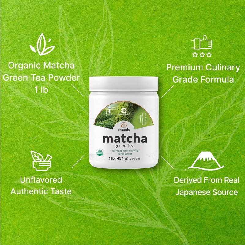 Organic Matcha Green Tea Powder, 1 lb (454g) | First